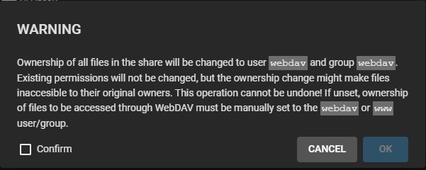 Webdav Add Warning