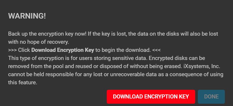 Encryption Backup Warning