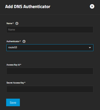 Add DNS Authenticator - Route 53