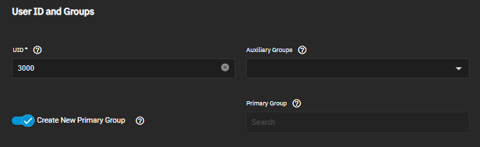 Add User ID and Groups Settings