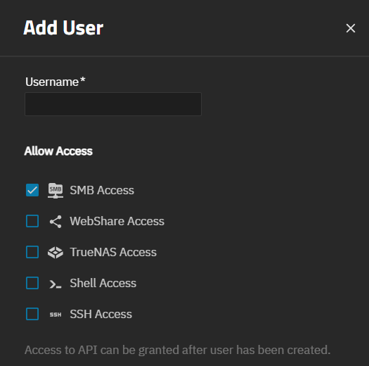 Username and Allow Access Settings Username and Allow Access Settings