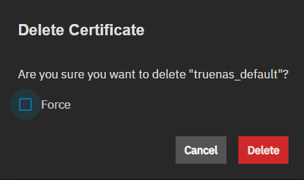 Delete Certificate Dialog Delete Certificate Dialog