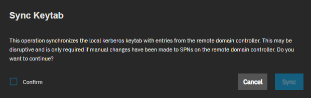 Sync Keytab Confirmation Sync Keytab Confirmation