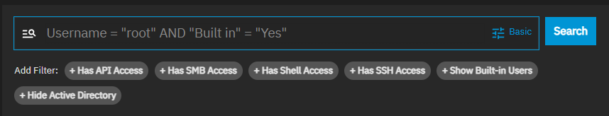 Users screen advanced search interface with filters Users screen advanced search interface with filters