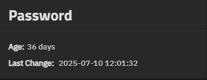 User password widget showing password status User password widget showing password status