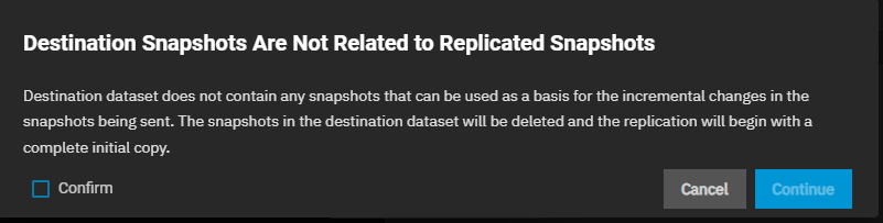 Local Replication Task Confirmation