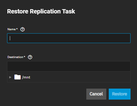 Restore Replication Task