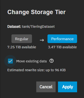 Change Storage Tier Change Storage Tier