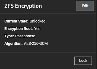 ZFS Encryption Widget Child Dataset Unlocked