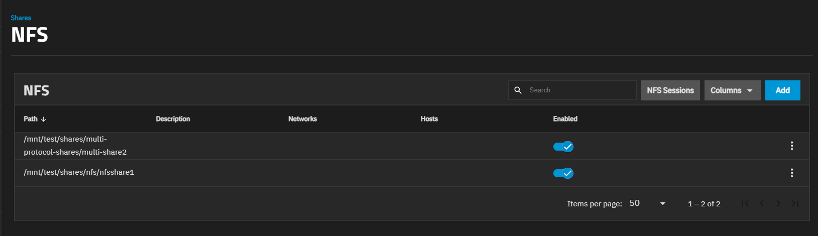 Shares NFS Screen Shares NFS Screen