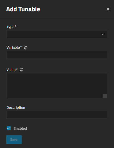 Add Tunable Screen AddTunableScreen