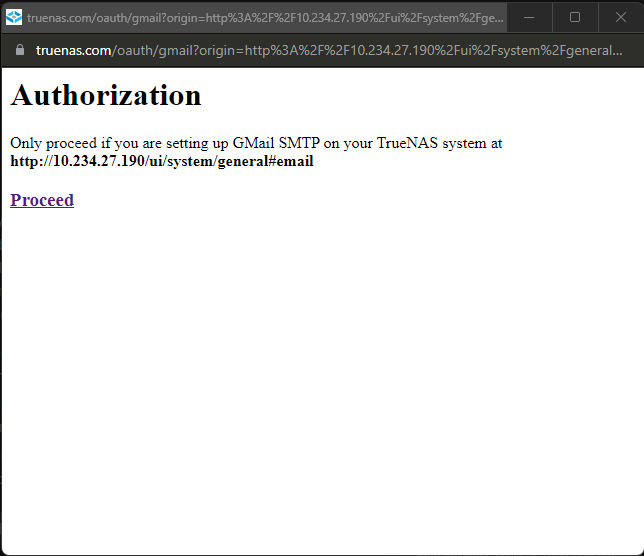 Gmail Authorization Screen