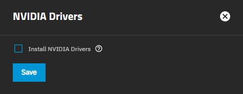 NVIDIA Drivers Configuration Screen NVIDIA Drivers Configuration Screen