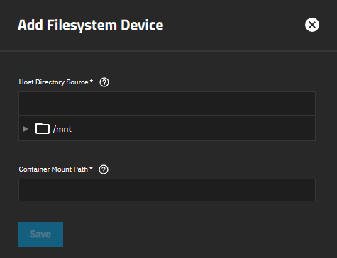 Add Filesystem Device Add Filesystem Device