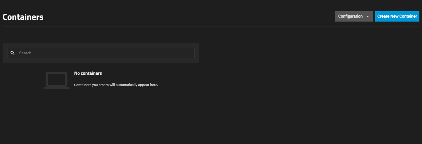 Containers Screen No Containers Containers Screen No Containers