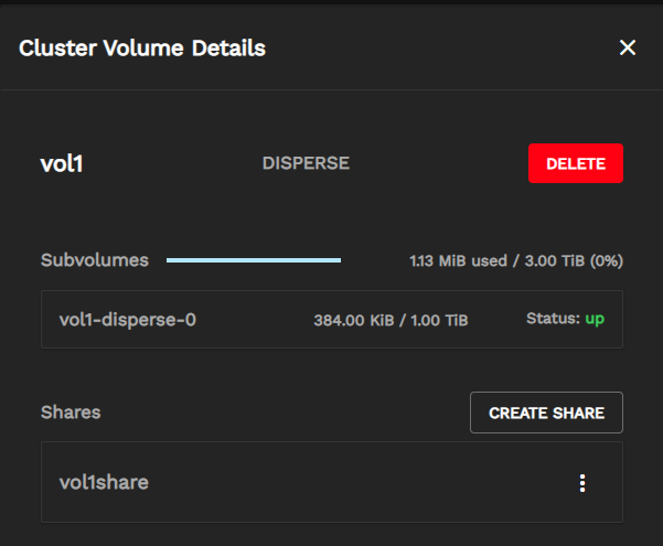 Cluster Volume Share Options