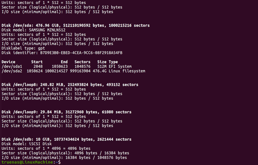 fdisk -l output FDiskList