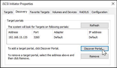 Windows ISCSI Initiator Discover Portal WindowsISCSIInitiatorDiscoverPortal
