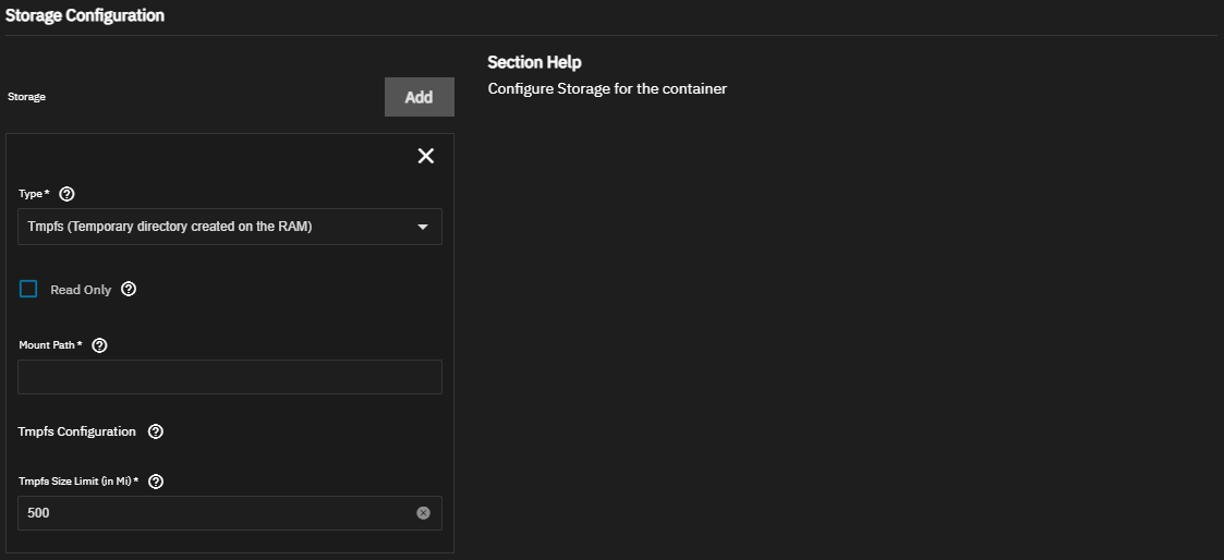 Tmpfs Settings Tmpfs Settings