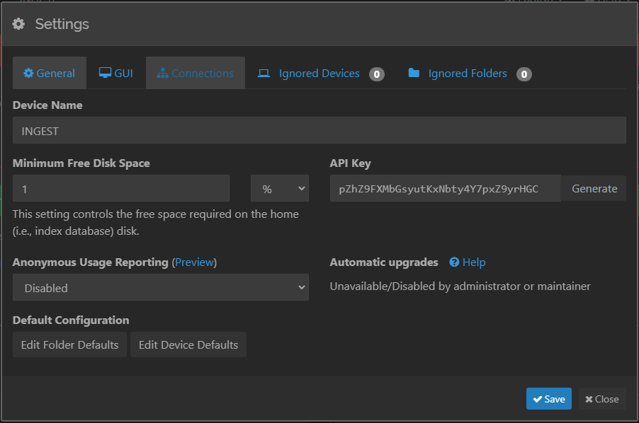 Settings - INGEST Settings - INGEST