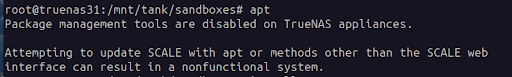 Example - TrueNAS Appliance Warning Example - TrueNAS Appliance Warning