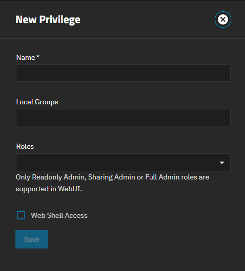 New Privilege Screen New Privilege Screen