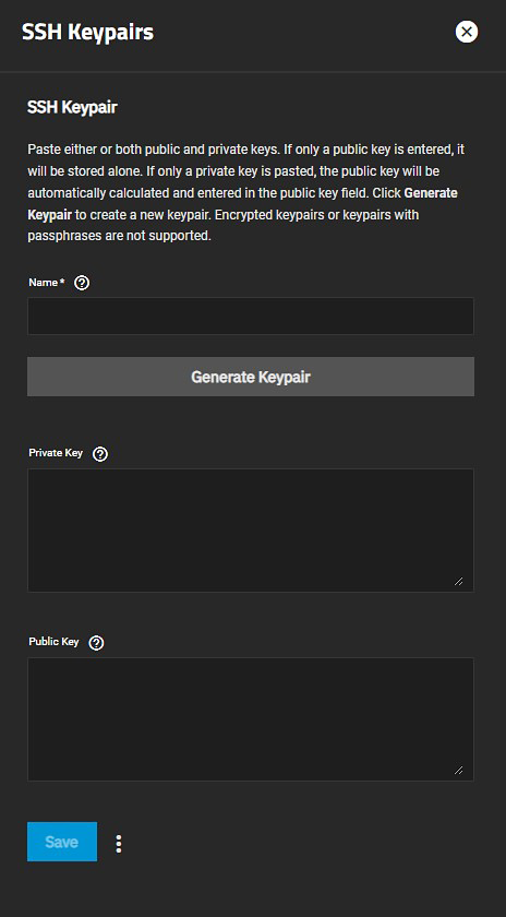 SSH Keypairs Settings SSH Keypairs Settings