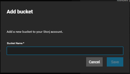 Add Bucket Screen Add Bucket Screen