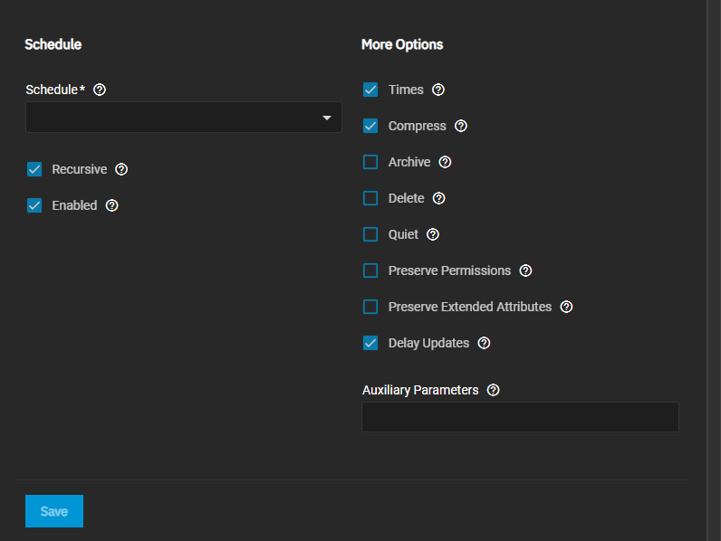 Rsync Task Schedule and Other Options Settings Rsync Task Schedule and Other Options Settings