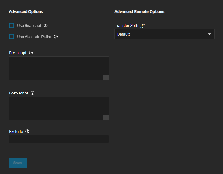 Add TrueCloud Backup Task Advanced Options Add TrueCloud Backup Task Advanced Options