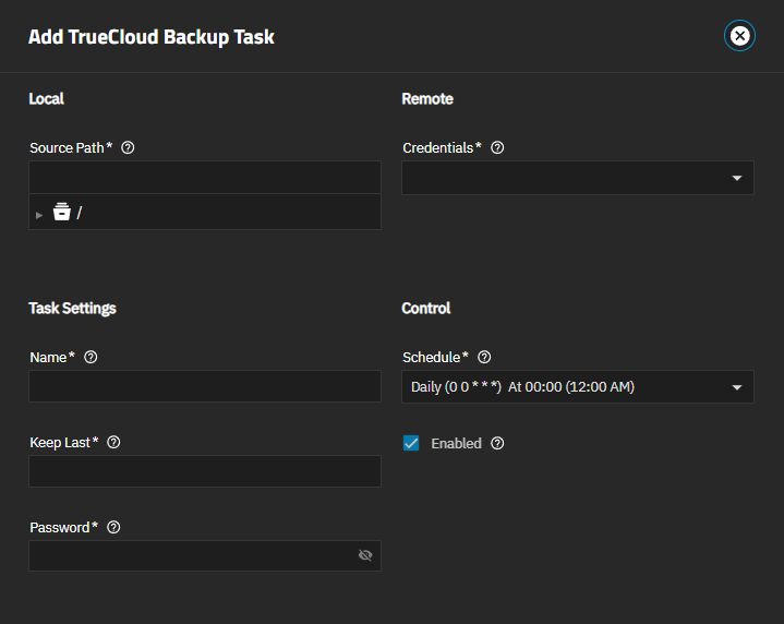 Add TrueCloud Backup Task Add TrueCloud Backup Task