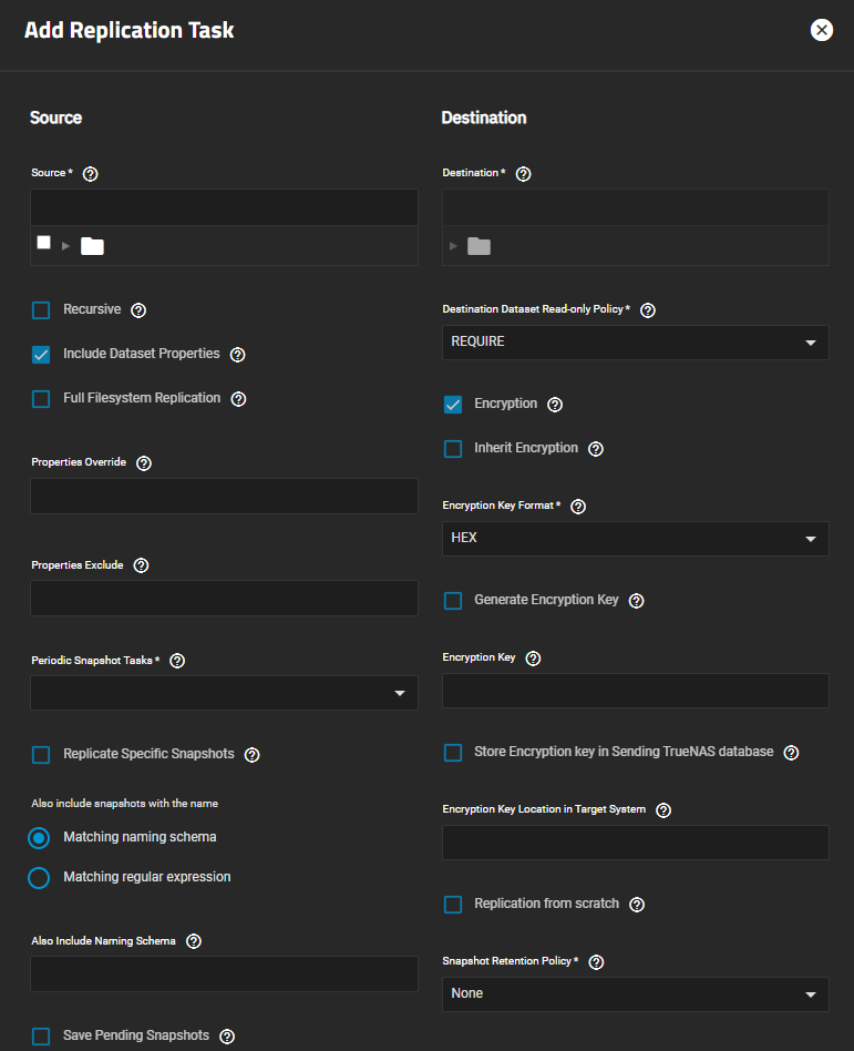 Advanced Add Replication Task Destination Options Advanced Add Replication Task Destination Options