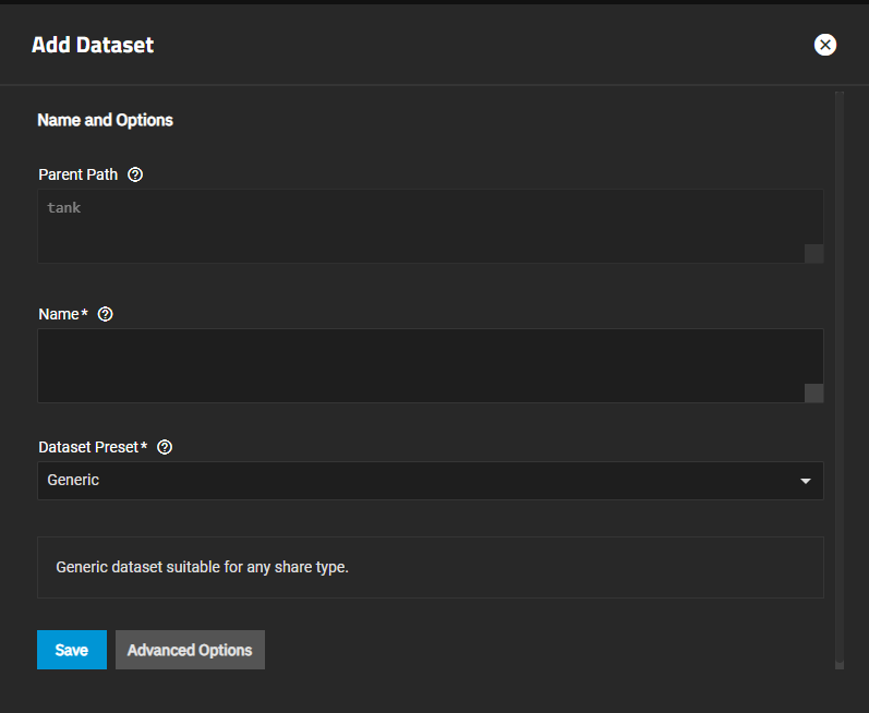Name and Options Name and Options