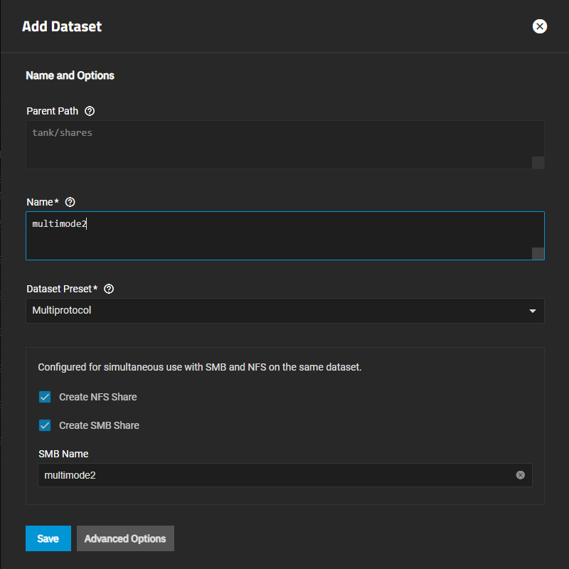 Adding a Multi-Mode Dataset and Share Adding a Multi-Mode Dataset and Share