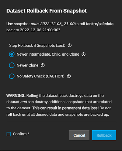 Rollback from Snapshot Rollback from Snapshot