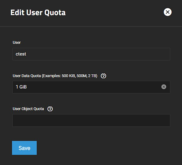 Edit User Quota Edit User Quota