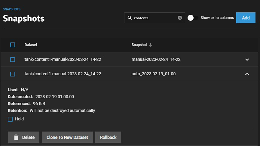 Snapshot Listing Snapshot Listing