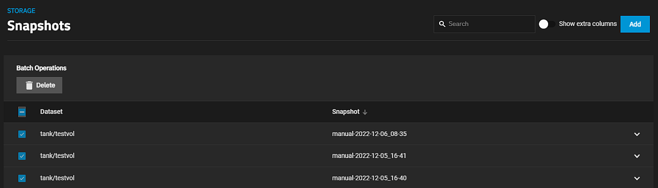 Batch Operations Delete Snapshot Batch Operations Delete Snapshot