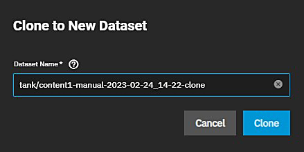Clone Snapshot to New Dataset Clone Snapshot to New Dataset