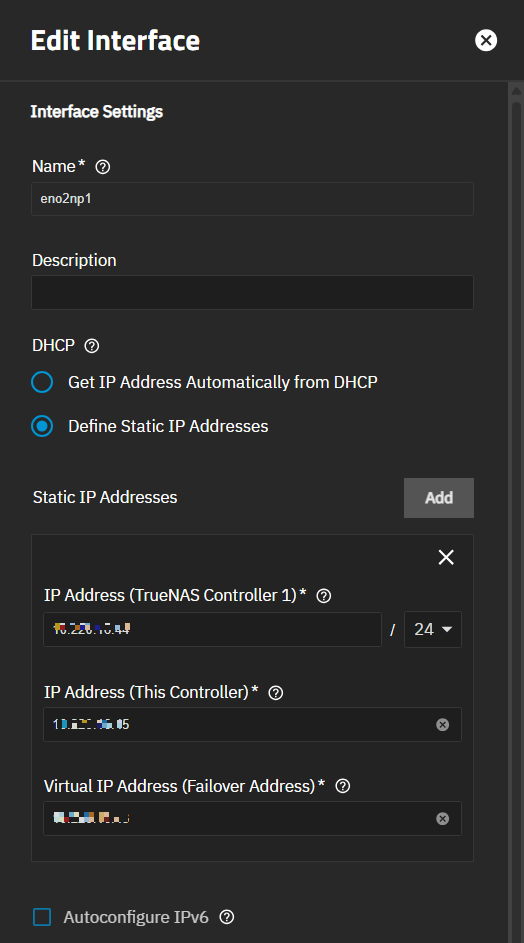 Edit Network Interface Settings Edit Network Interface Settings
