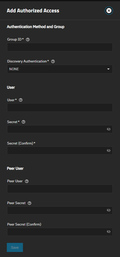 Add Authorized Access Screen Add Authorized Access Screen