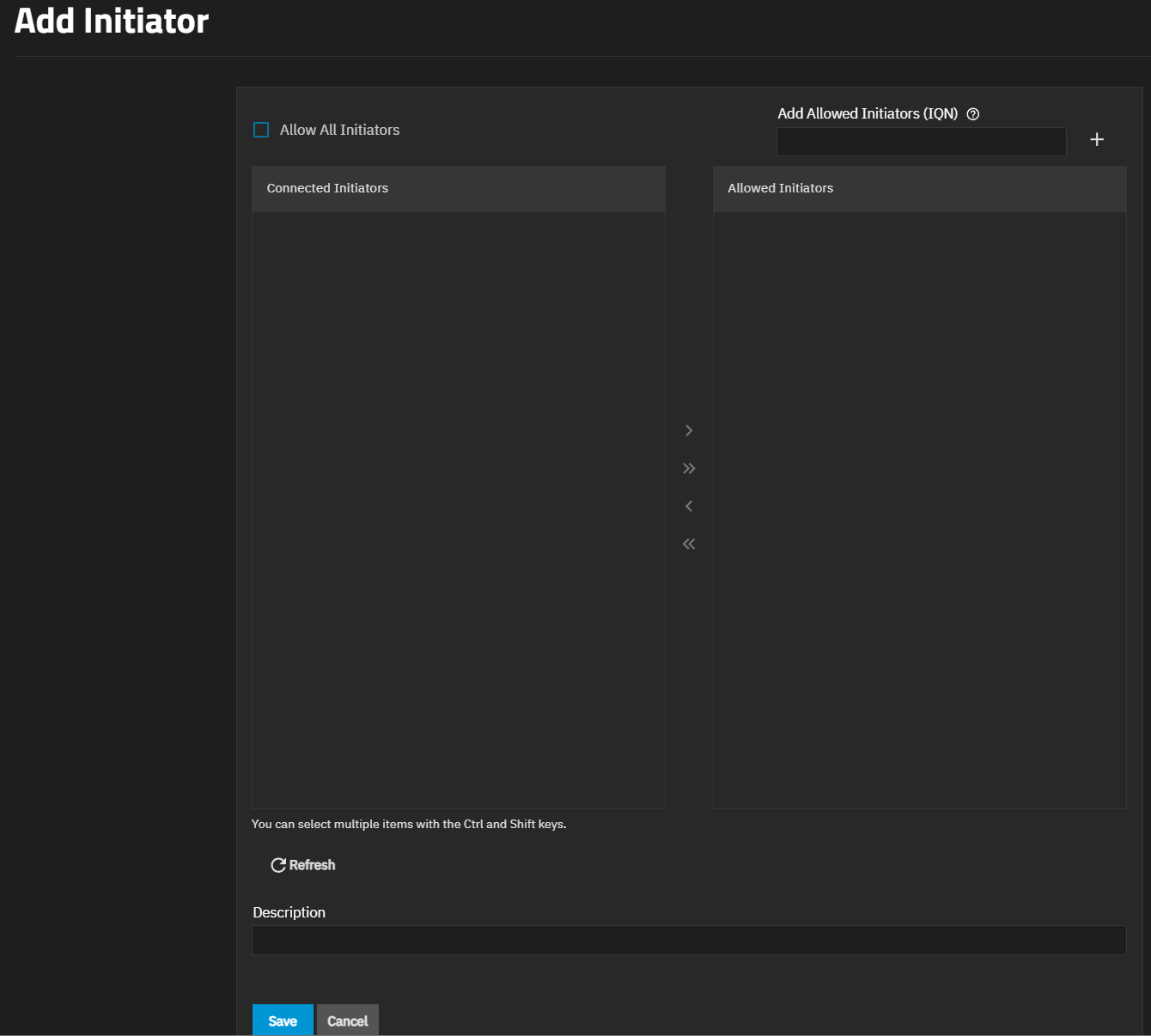 Add Initiator Screen Add Initiator Screen
