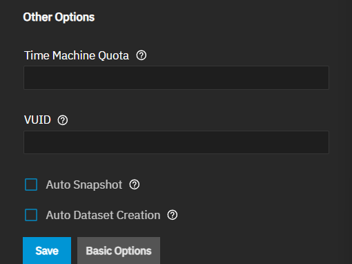 Other Options - Time Machine Share Other Options - Time Machine Share