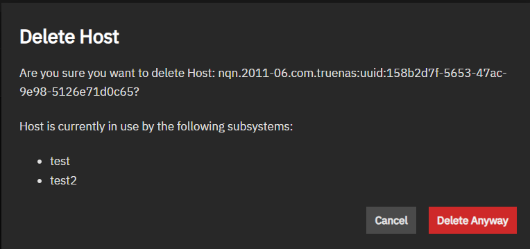 Delete Host Dialog Delete Host Dialog