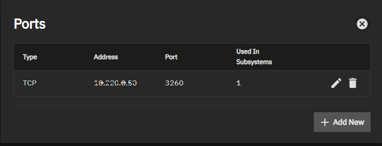 Ports Dialog Ports Dialog