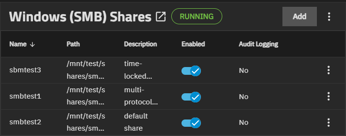 Windows (SMB) Share Widget with Shares Windows (SMB) Share Widget with Shares