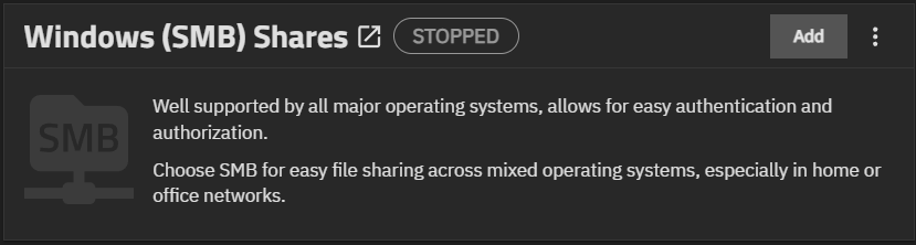 Windows (SMB) Share Widget without Shares Windows (SMB) Share Widget without Shares