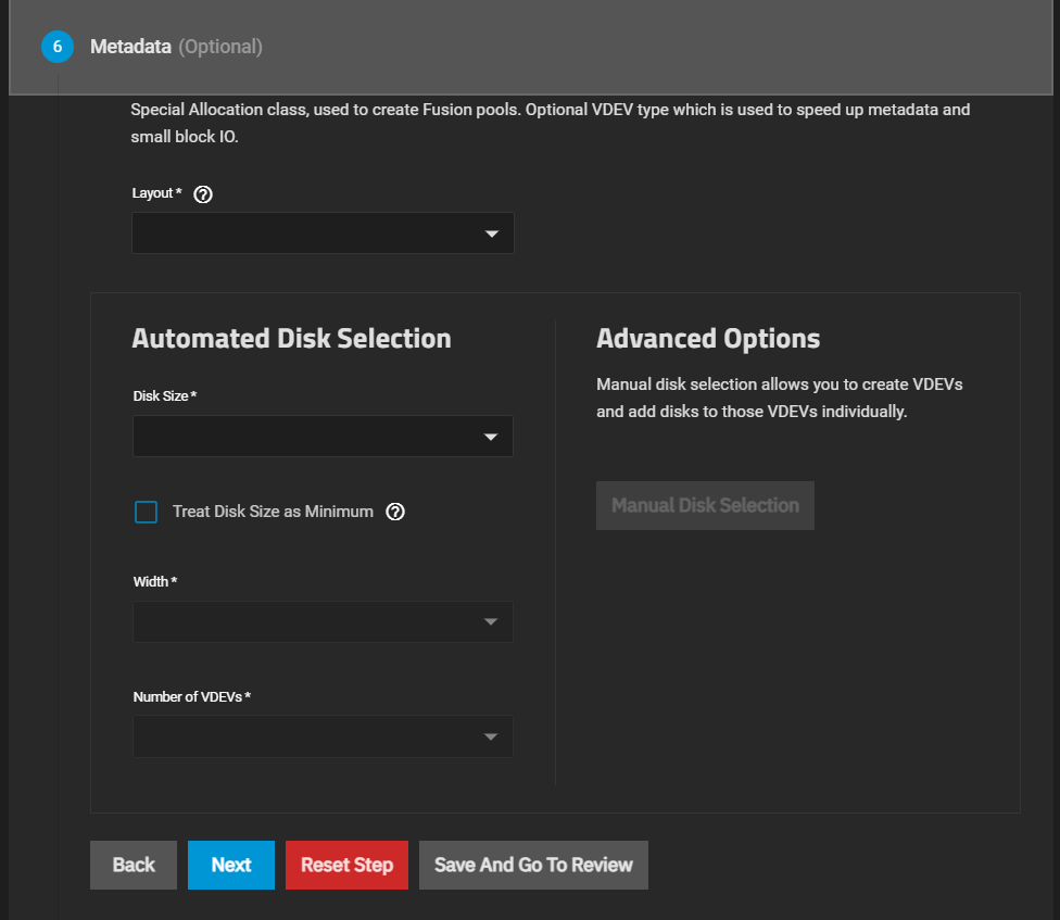 Pool Creation Wizard Metadata Screen Pool Creation Wizard Metadata Screen
