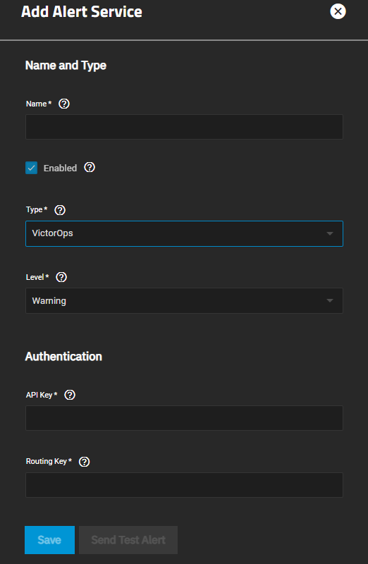 Add VictorOps Alert Service AddAlertServiceVictorOpsScreen