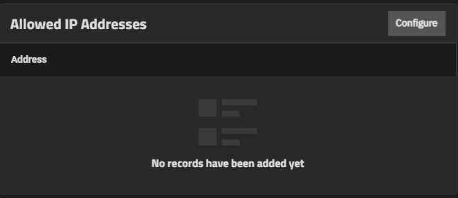 Allowed IP Addresses Widget Allowed IP Addresses Widget